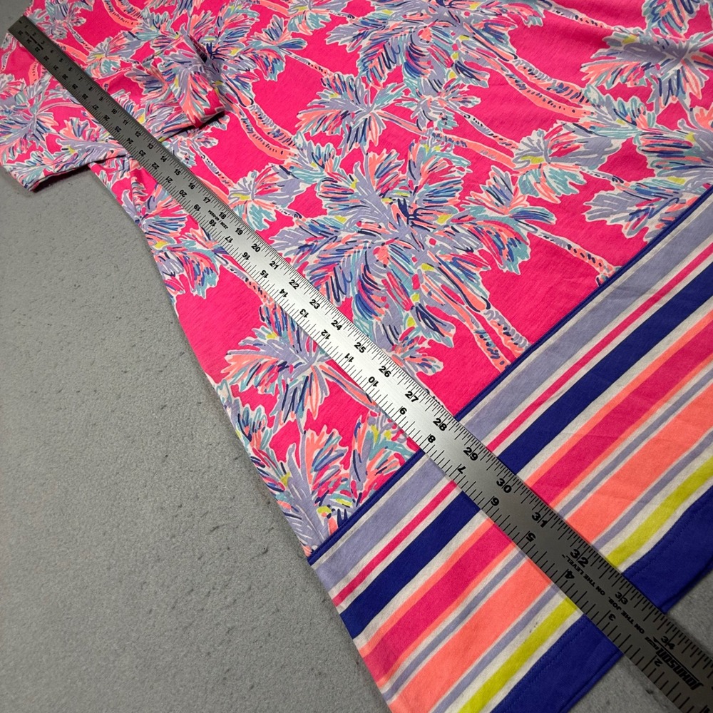 Lilly Pulitzer Linden Dress Flamingo Pink Nice Stems Palm Tree Pima Cotton S - Picture 6 of 8